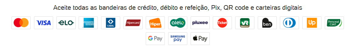 Bandeiras e meios de pagamento aceitos pelas maquininhas
